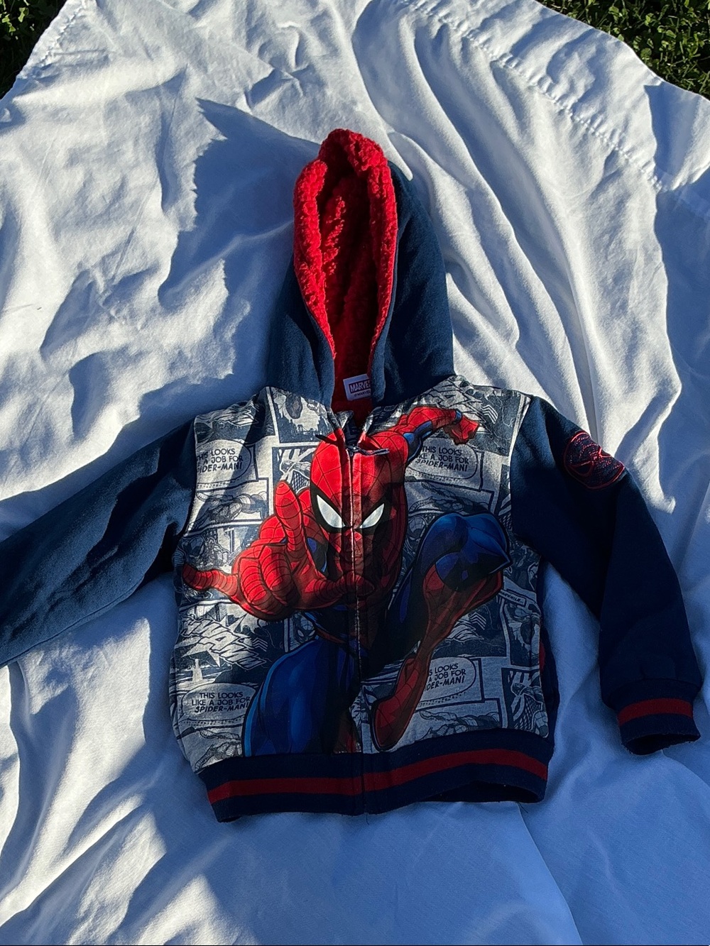 Marvel Spider-Man Kids Red and Navy Hooded Jacket